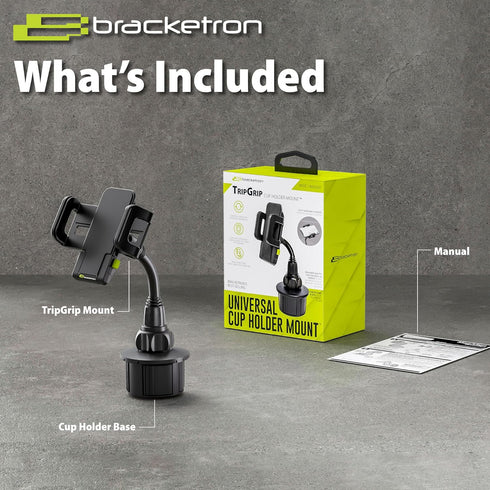 Bracketron TripGrip Universal Phone Holder for Car Cup Holder Mount - 360 Degree Rotation, Swivel Gooseneck, Expandable Base Cell Phone Cup Holder...