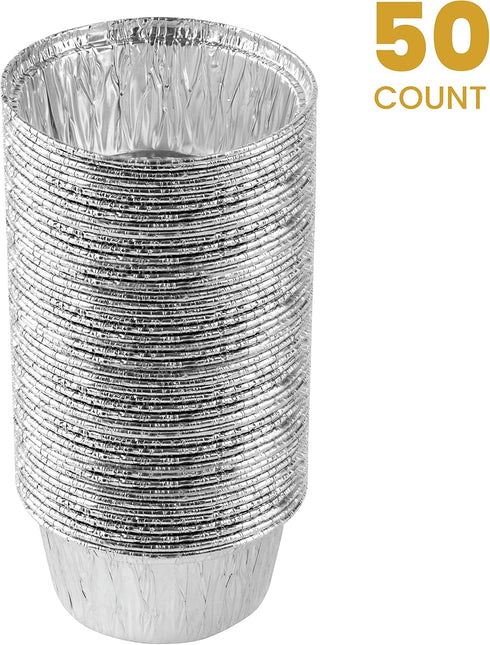 PLASTICPRO 3.5'' Inch Round Ramekins Muffin Cups Tin Foil Cupcake Pans Disposable Aluminum, Freezer & Oven Safe Pack of 50...