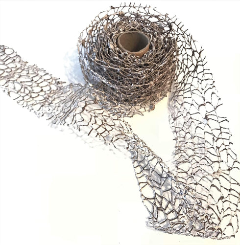 Rustic Coated Fabric Net Ribbon, 2.6 inch x 15 feet roll, Wireless Shapeable Rough Woodsy Nautical Gifts, Elegant Blooms & Things...