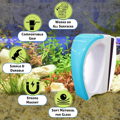 JOR Magnetic Scrubber for Aquarium Fish Tank, Scratch-Free Glass Scraper, Keep Hands Dry, Non-Slip, Self-Floating Strong Cleaning Magnet, Aquarium...
