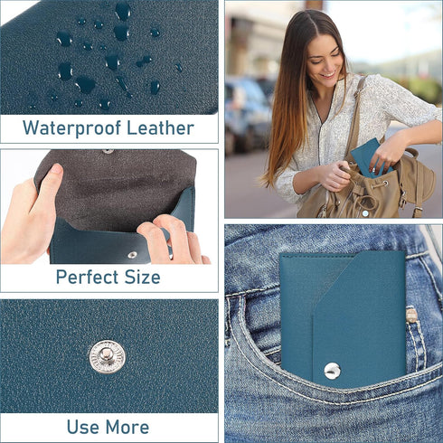 Blue Leather Cash Envelope Wallet Leather Money Wallet Organizer for Cash Reusable Money Bag Pouch Budget Binder Waterproof Slim Budget Envelope f...