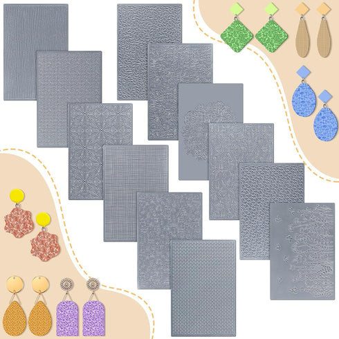 12 Pcs Polymer Clay Texture Sheets Clay Texture Mat Works with Polymer Clay Cutter Embossing Polymer Clay Texture Roller DIY Clay Texture Tools fo...