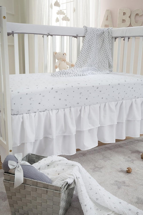 TL Care Fitted Crib Sheet 28" x 52", Soft Breathable Neutral 100% Cotton Jersey Sheet, Stars and Moons, for Boys and Girls, Fits Crib and Toddler ...