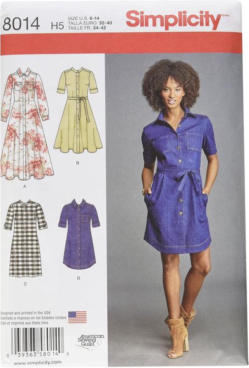 Simplicity 8014 Women's Shirt Dress Sewing Patterns, Sizes 6-14...