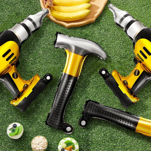 12pcs Hammer Balloons Drill Balloons 17 Inch Inflatable Toys Construction Party Decorations Electric Screwdriver Balloon Decorations for Father's ...