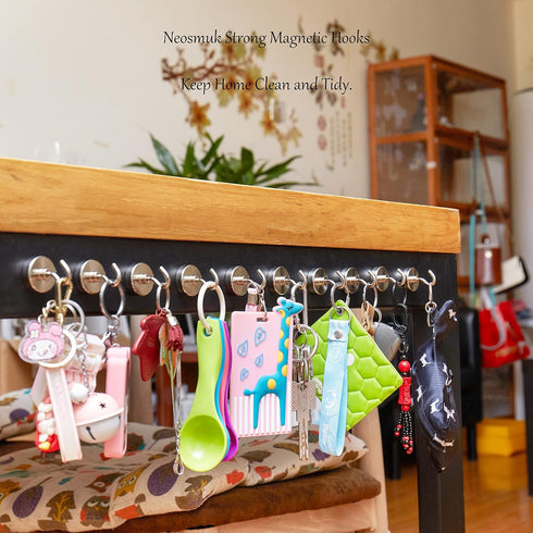 Neosmuk Magnetic Hooks, Heavy Duty Earth Magnets with Hook for Refrigerator, Extra Strong Cruise Hook for Hanging, Magnetic Hanger for Curtain, Gr...