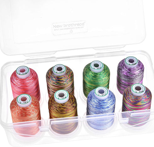 New brothread - 20 Options - 8 Snap Spools of 1000m Each Polyester Embroidery Machine Thread with Clear Plastic Storage Box for Embroidery & Quilt...