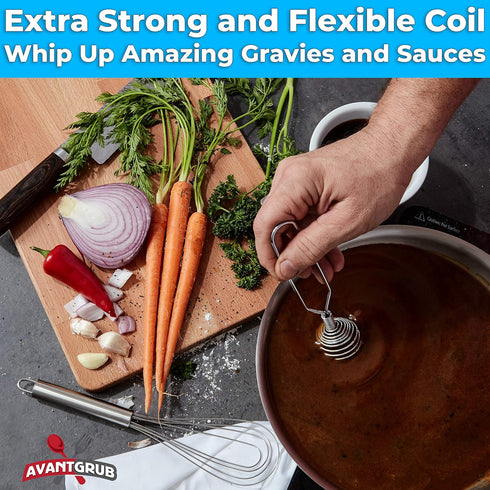 Chef Grade, Extra Strong 8 Inch French Coil Whisk. Best Metal Galaxy Kitchen Whisks for Mixing Thick Gravy. Perfect Stainless Steel Spiral Hand Wh...