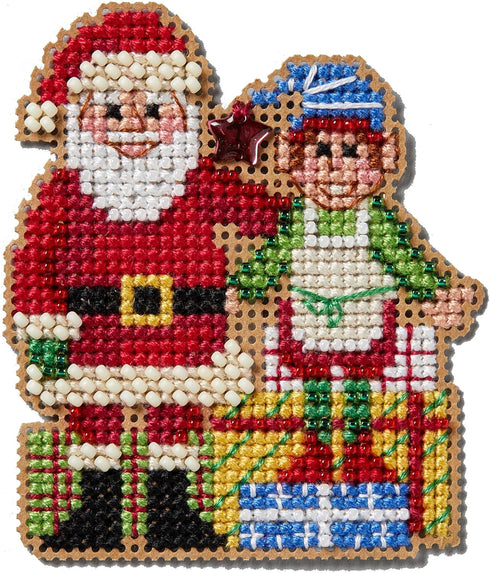 Mill Hill North Pole Buddies Beaded Counted Cross Stitch Ornament Kit 2024 Winter Holiday MH182433, 3" x 3", Multi...