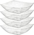 Posh Setting Square Plastic Serving Bowls, Medium Silver Glitter Plastic Serving Bowls, 4 Pack Plastic Disposable Party Snack, Buffet, Chips, or S...