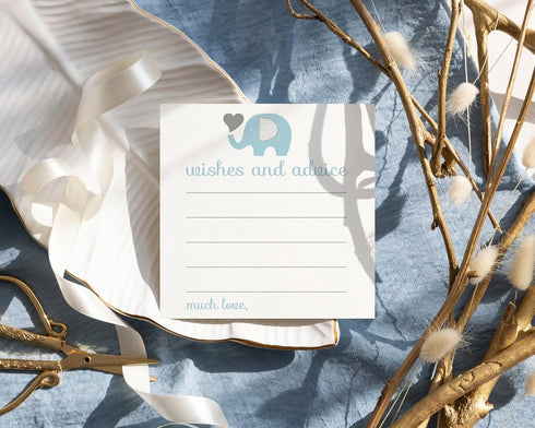Blue Elephant Advice Cards - 25 Pack - Fun Baby Shower Game & Best Wishes for New Parents - Unique Guest Book Alternative for Graduations, Birthda...