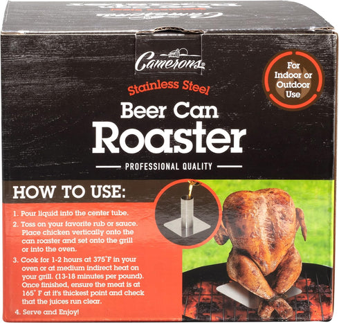Camerons Beer Can Roaster - Stainless Steel BQQ Grill Chicken Roaster - Enhance Meal Flavor with Juicy Poultry on Barbecue Beer Stand - Indoor & O...