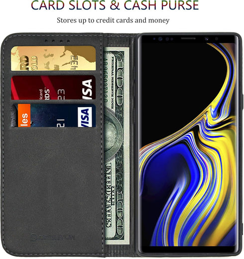 Phone Case for Galaxy Note 9, Samsung Note 9 Flip Case Wallet Case with Card Holder, Business Style Protective Phone Case [Strong Magnetic No Buck...