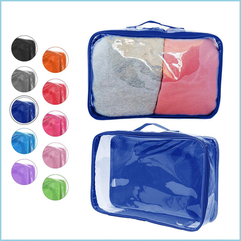 Large Clear Travel Packing Cube/See-Through PVC Organizer for Suitcase/Multipurpose Pouch w/Handle/Dress Shirts, Pants, Cashmere, Sweaters & Seaso...