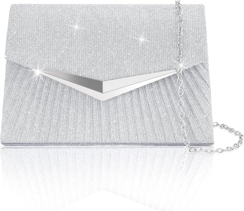 Larcenciel Women's Evening Handbags, Sparkly Pleated Evening Purse, Elegant Sequins Clutch for Wedding Formal Cocktail Party...