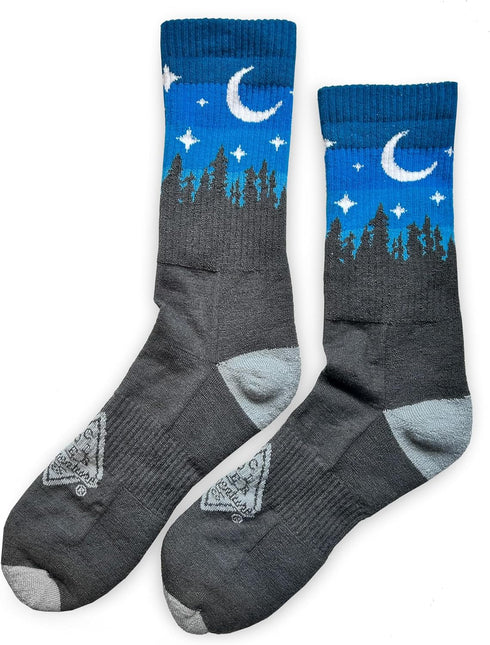Colter Adventure Co. Adventure crew socks - Merino wool hiking socks - Made in the USA - sunset design fun socks....