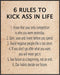 Posterizer 1 pcs-Six Rules to Kick Ass in Life-Motivational & Inspirational Art- Gift for Men Women Entrepreneur Teens-Decor for Home & Office- un...