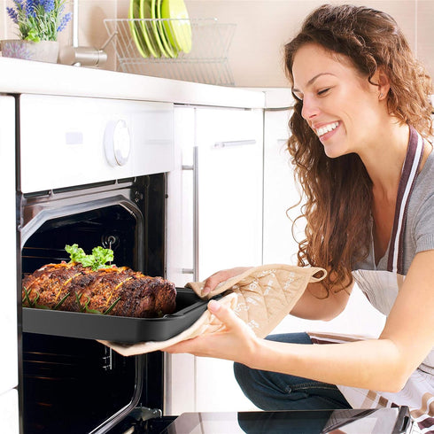 Roasting Pan with Rack-Nonstick Oven Roaster with Removable Grid to Drain Fat and Grease-Healthier Cooking with Kitchen Bakeware by Classic Cuisin...