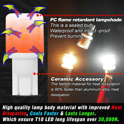Low Voltage T5 T10 LED Bulbs 2 Watt Equivalent 11W 18W Warm White 2700K 300 Lumen AC/DC 12-24V 921 194 Wedge Base LED Bulb for Outdoor Landscape W...
