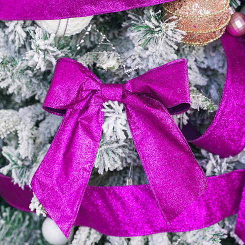 MEEDEE Purple Glitter Ribbon Halloween Ribbon 2.5 Inch Purple Wired Ribbon by 25 Yards Purple Tree Ribbon Purple Christmas Ribbon Purple Ribbon fo...