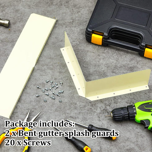 Yexiya 2 Pcs Rain Gutter Valley Splash Guards Downspout Diverter Roof Rain Diverter Roofing Gutter Guards with 20 Pcs Matching Gutter Screws Gutte...
