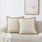 NordECO HOME Set of 2 Throw Pillow Covers - Burlap Linen Trimmed Tailored Edges Decorative Cushion Covers for Bed Home Decoration, 20 x 20...