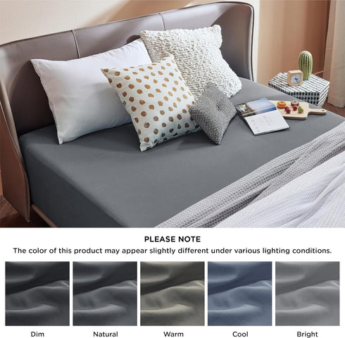 Bedsure Fitted Sheet Queen Size Only - Brushed Microfiber Bed Sheets, Ultra Soft & Breathable, Fade Resistant & Easy Care (Grey, 60x80+16 Inches, ...