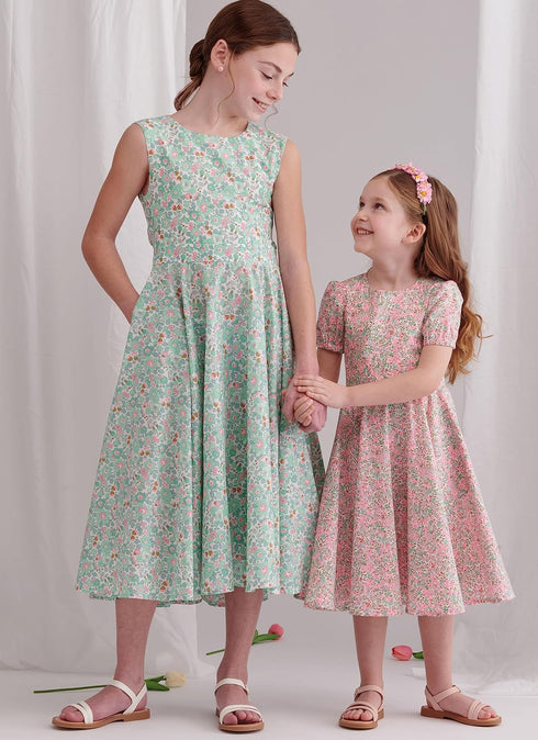 Simplicity Easy Children's and Girls' Party Dresses Sewing Pattern Packet, Design Code S9799, Sizes 7-8-10-12-14, Multicolor...