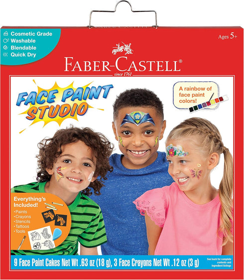 Faber-Castell Face Paint Studio Kit - Face Painting Kit for Kids - Non-Toxic Face Paint for Halloween, Kids Party, Carnival, Rainy Day Activities...