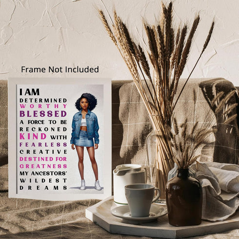 Posterizer 1 pcs-Ethnic African American Women-Positive Quote-Afro-American Art Collection-Inspirational Women's Art-decor for Girls, Teens Bedroo...