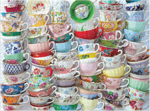 Galison Teacups – Julie Seabrook Ream 1000 Piece Puzzle Featuring A Regency Core Mix of Vibrant Teacups...