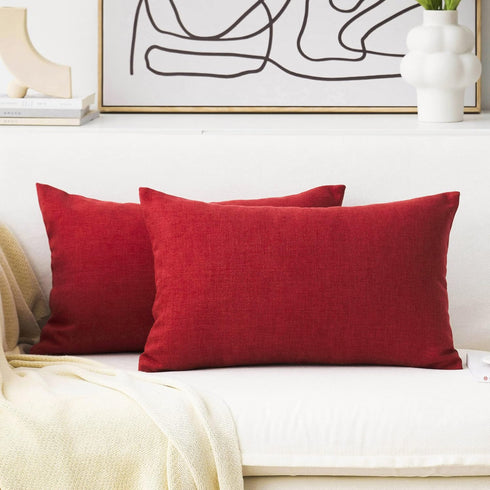 Home Brilliant Lumbar Pillow Covers 12x20 for Linen Rectangular Throw Pillow Covers Dark Red Cushion Covers for Kids Room Nursery, 12 x 20(30x50cm...