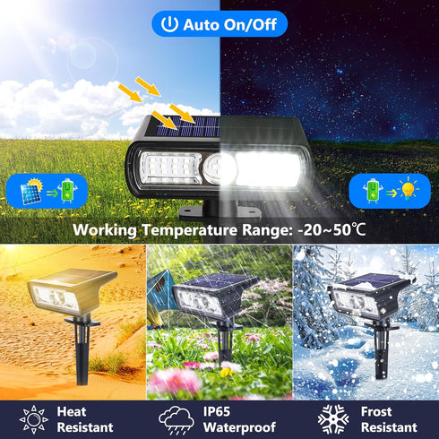 Toodour Solar Spot Lights Outdoor, 2 Pack Solar Lights Outdoor with 2 Modes, Waterproof Solar Powered Flood Lights Landscape Lighting for Yard Gar...