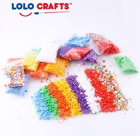 Slime Foam Beads Floam Balls – 18 Pack Microfoam Beads Kit 0.1-0.14 and 0.28-0.35 inch Colors Rainbow Fruit Beads Craft Add ins Homemade DIY Kids ...
