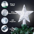 Joiedomi Christmas Silver Star Tree Topper Lighted with Projector, Built-in LED Rotating Lights, 3D Glitter Xmas Decorations for Party Holiday Ind...