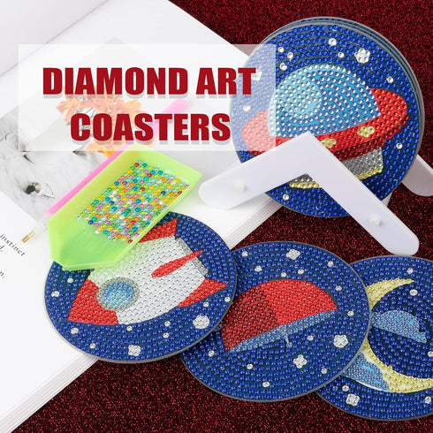 6 PCS Diamond Art Painting Coasters Kits, Starry Sky Picture Diamond Art Painting Coasters with Holder, Diamond Art Kits for Beginners Adults Art ...