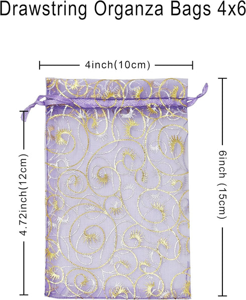 100PCS Small Organza Bags 4x6 inch Mesh Jewelry Bags Drawstring Gift Bag Reusable for Wedding Party Shower Favor Candy Sachet Candle Craft Gift Ba...