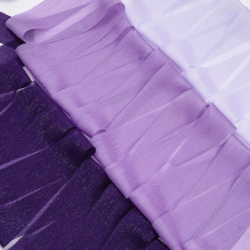 3 Roll 1.5In Wide 16Yd Purple Crinkle Silk Ribbon Handmade Fabric Chiffon Ribbon Craft Ribbon for Bridal Bouquet Gift Wrapping Invitation Home Dec...