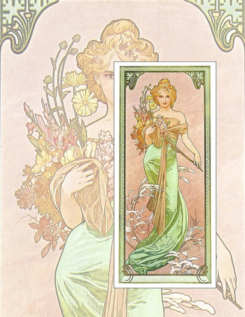 ArtDash Brand Premium Art Nouveau Reproductions: The Four Seasons ~ Set of 4 Easy-to-Frame 8"×10" Prints (AN086) by Alphonse Mucha...