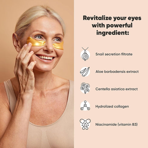 LE GUSHE Under Eye Mask & Under Eye Patches (20 Pairs) - Gold Eye Mask with Collagen & Amino Acid, Cooling Eye Care for Wrinkles, Puffy Eyes & Dar...