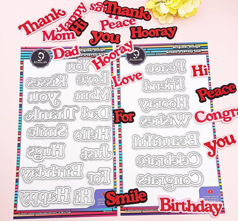 Alinacutle 22PC Word Metal Die Cut, Sentiments Diecut Greeting Die Good Wishes Paper Craft Cutting Dies,Scrapbooking Cutting,DIY Card Metal Punch ...