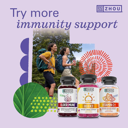 Zhou Nutrition Daily Boost Multivitamin with Probiotic, Zinc, Vitamin C, D3, B Complex for Immune Support, Energy and Digestive Health | Vegan, Gl...