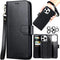 Genuine Leather for Apple iPhone 15 Pro Wallet Case with Card Holder Kickstand, Phone Accessories for Woman Men, 2 pcs Screen Protector 2 pcs Came...