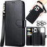 Genuine Leather for Apple iPhone 15 Pro Wallet Case with Card Holder Kickstand, Phone Accessories for Woman Men, 2 pcs Screen Protector 2 pcs Came...
