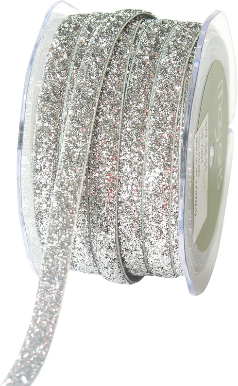 May Arts 3/8-Inch Wide Ribbon, Silver Metallic Velvet...