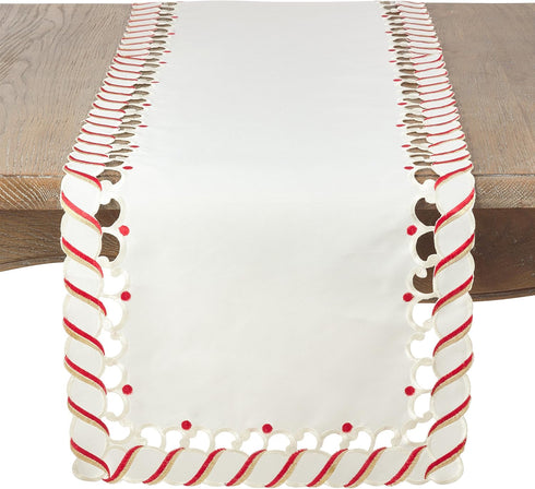 Candy Cane Design Christmas Holiday Table Runner...