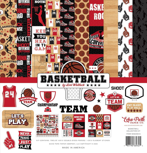 Echo Park Paper Company Basketball Collection Kit Paper , 12-x-12-Inch...