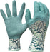 Digz Long Cuff Stretch Knit Garden Gloves with Full Finger Latex Coating | Color: Greenery Pattern | Size: Small...