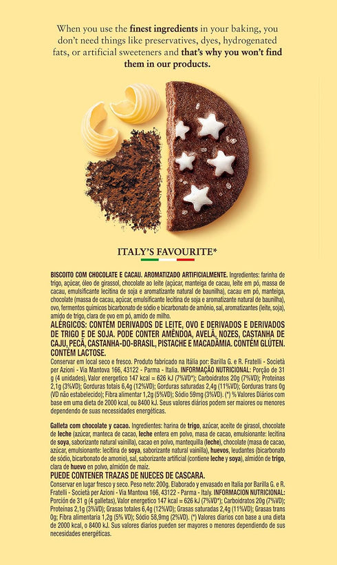 Mulino Bianco Chocolate Star Cookies Pack of 1 (7.05 Ounce) Bag...