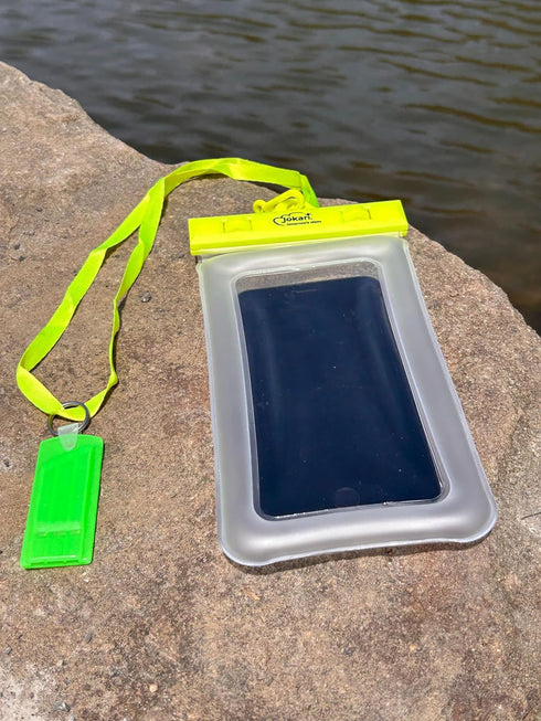 Jokari Waterproof Floating Phone Case with Neck Strap and Emergency Whistle. Use Touchscreen and Bluetooth in Pouch, Keep Your Phone Dry and Stay ...